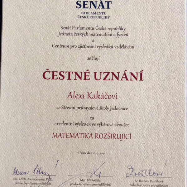 Slavnostní setkání nejúspěšnějších matematiků v Senátu ČR